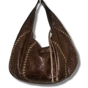Kooba Rich Brown Hobo Bag with Stitch Accents